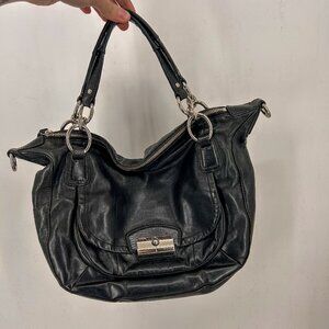 Coach Black Leather Y2K Shoulder Bag w/ Silver Hardware